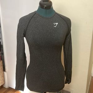 Gray Heather Gymshark, compression long sleeve with thumb holes!